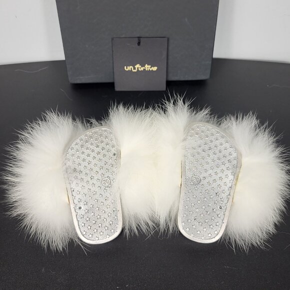 NWOB~$465~UN_FURTIVE~BABY~SZ 4.5/5~REAL WHITE FOX FUR SANDALS SHOES BOOTS - Picture 14 of 16